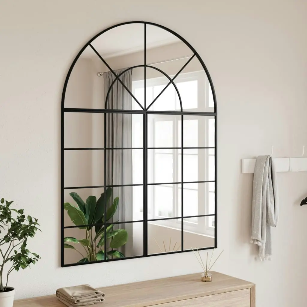 Wall Mirror Black 100x130 cm Arch Iron 3200613