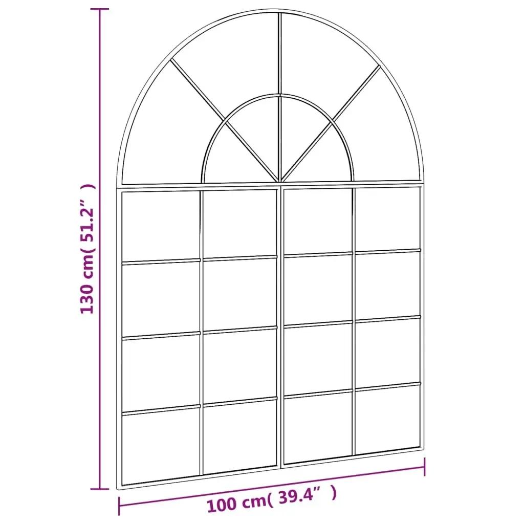 Wall Mirror Black 100x130 cm Arch Iron 3200613