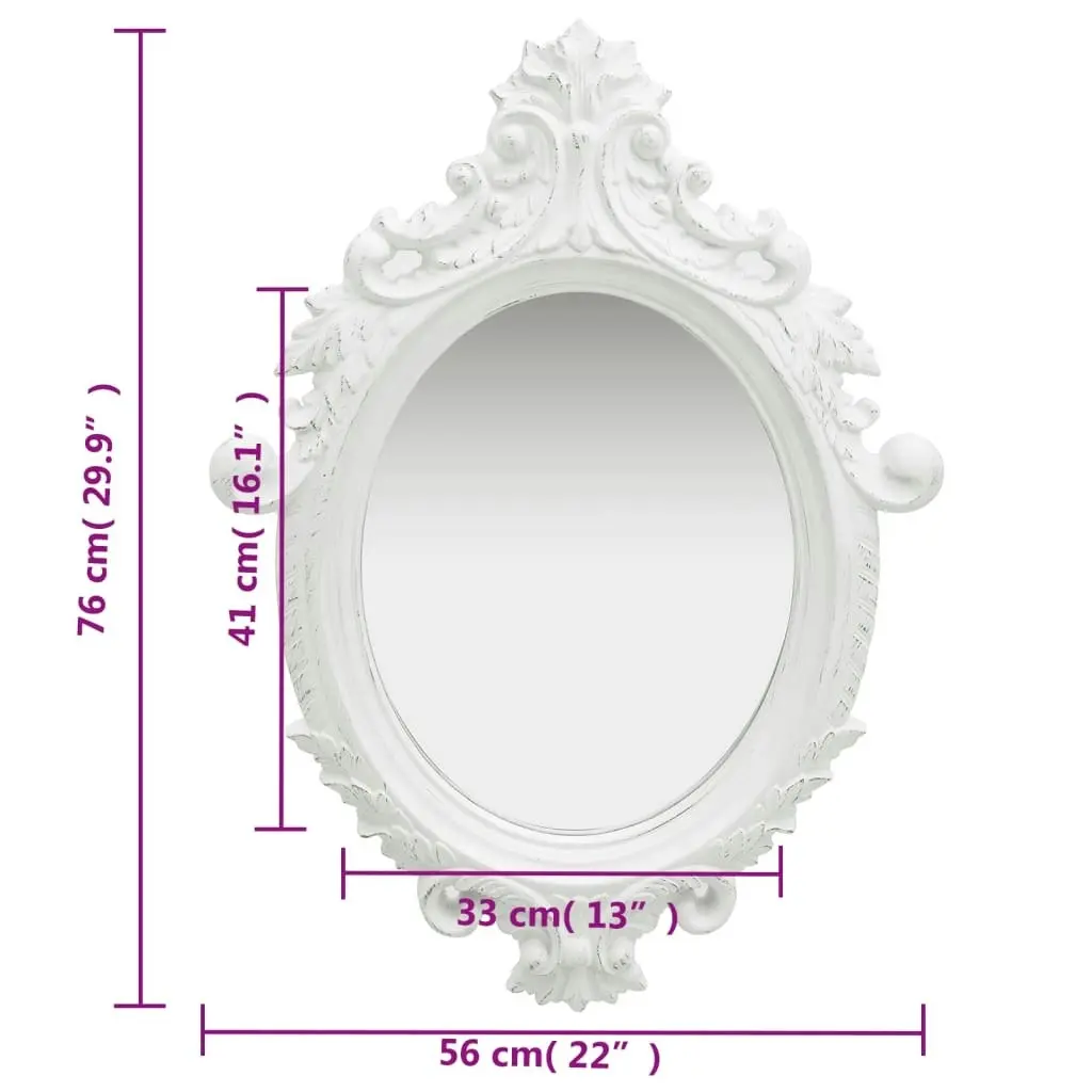 Wall Mirror Castle Style 56x76 cm White 320356