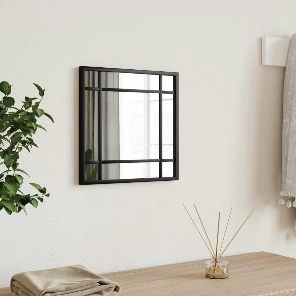 Wall Mirror Black 30x30 cm Square Iron 358632