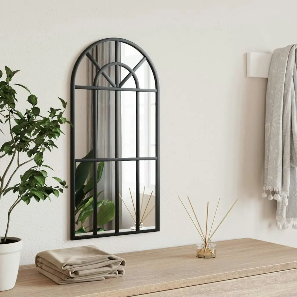 Wall Mirror Black 30x60 cm Arch Iron 358624