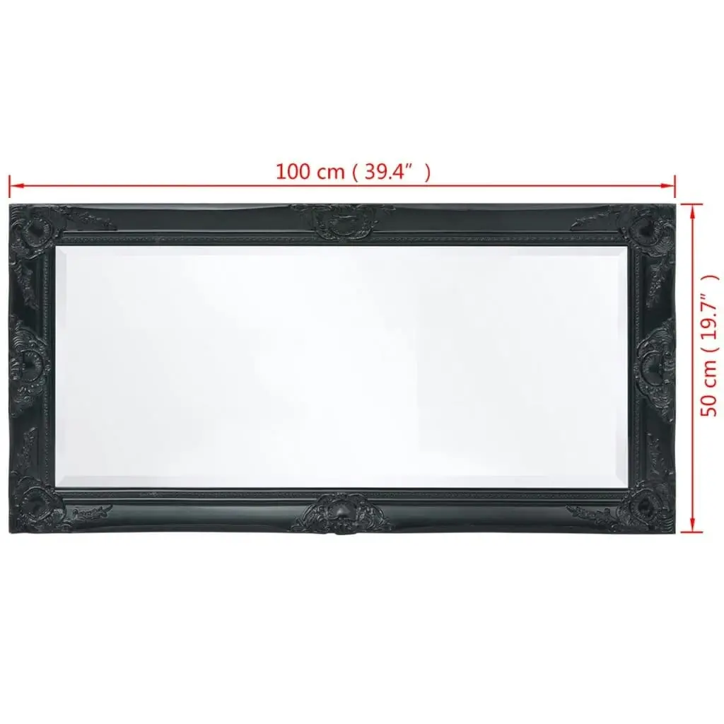 Wall Mirror Baroque Style 100x50 cm Black 243682