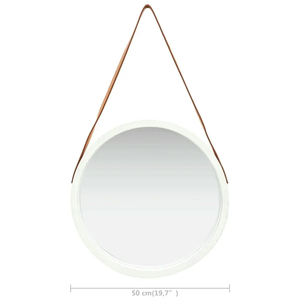 Wall Mirror with Strap 50 cm White 320364