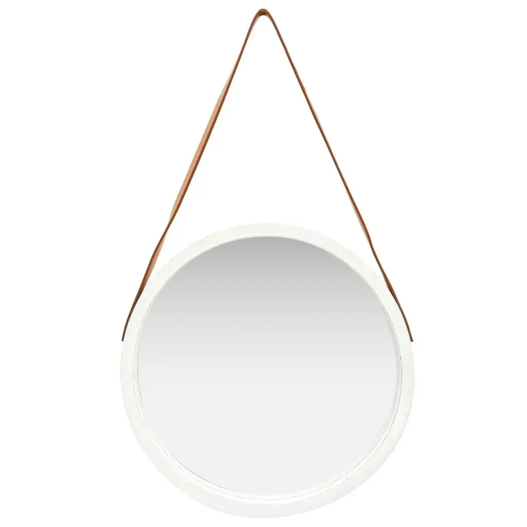 Wall Mirror with Strap 50 cm White 320364