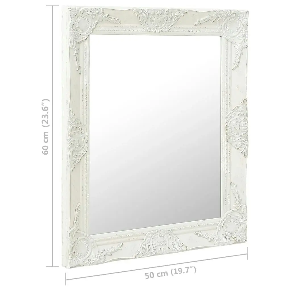 Wall Mirror Baroque Style 50x60 cm White 320316