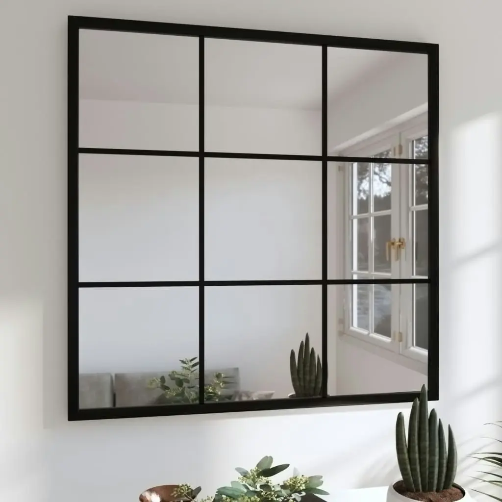 Wall Mirror Black 60x60 cm Metal 342206