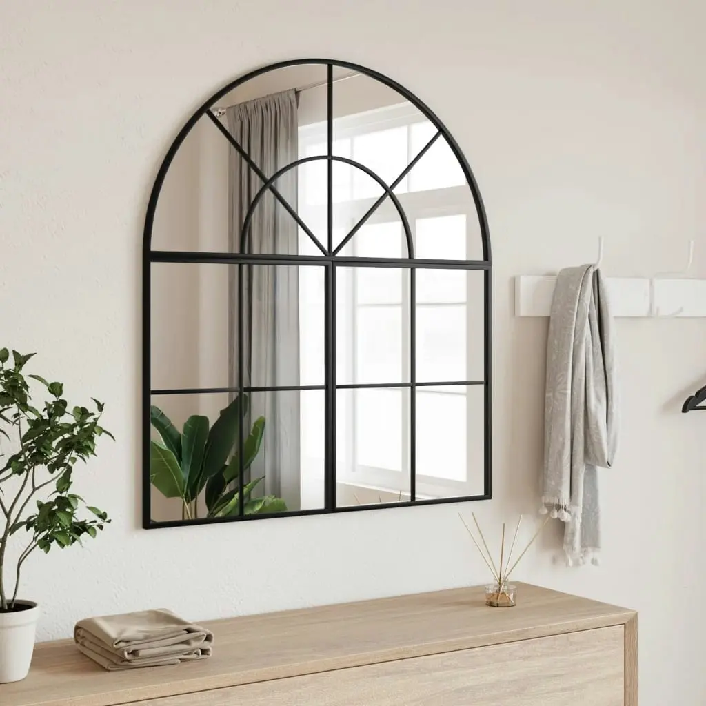 Wall Mirror Black 80x40 cm Arch Iron 358651