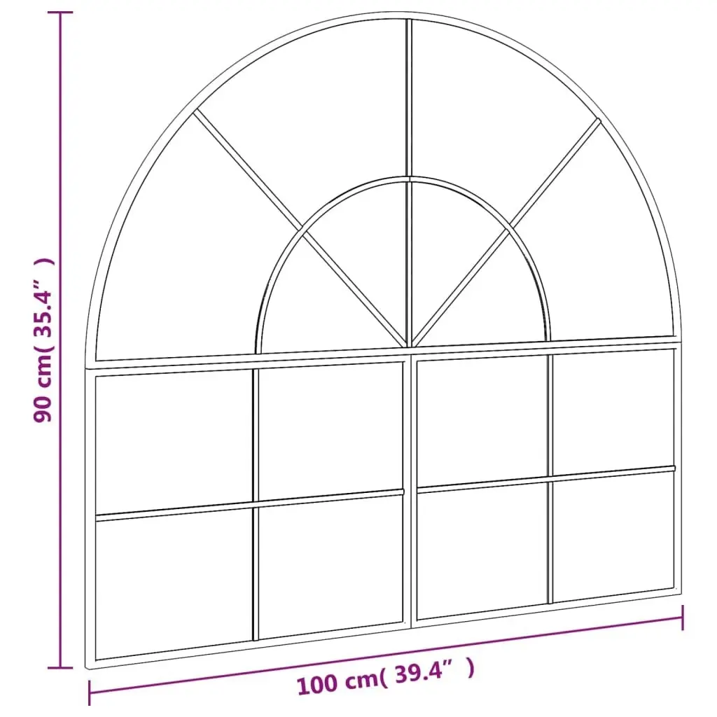 Wall Mirror Black 100x90 cm Arch Iron 3200611