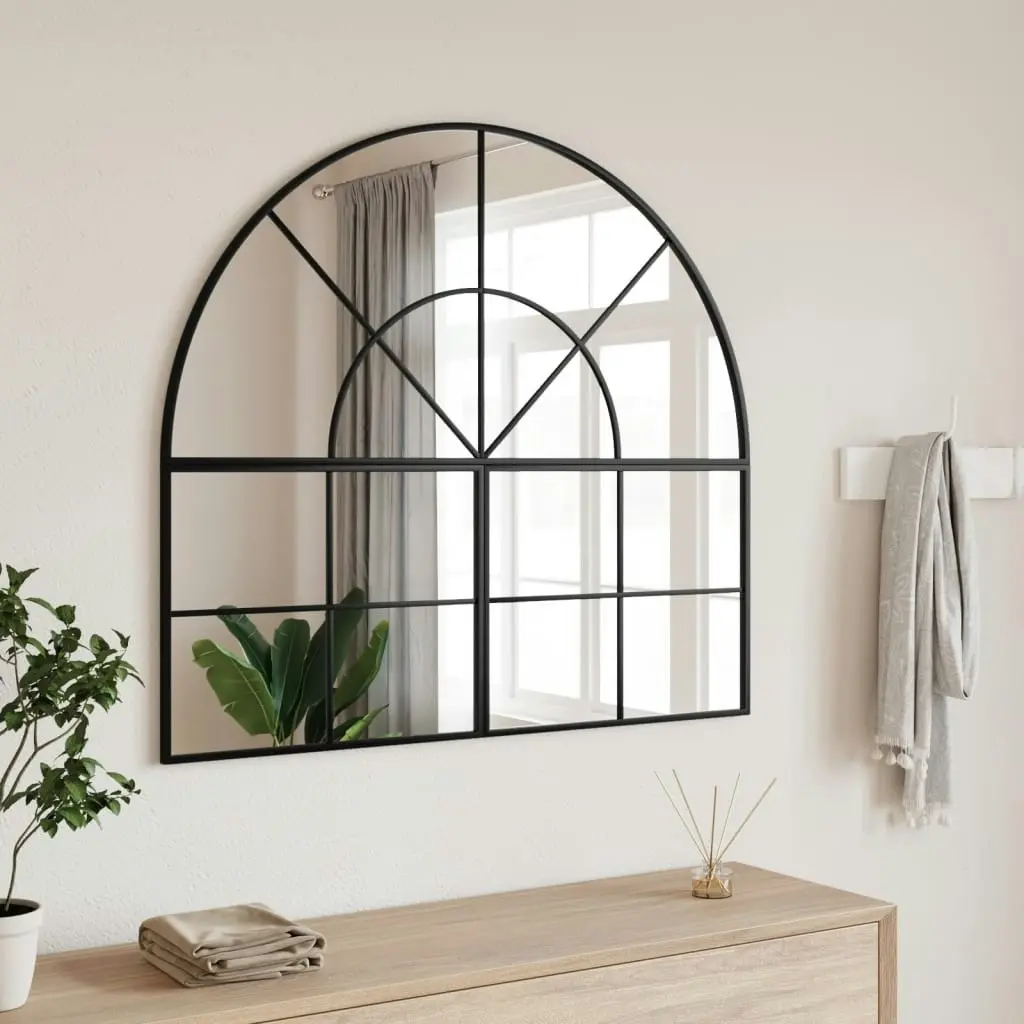 Wall Mirror Black 100x90 cm Arch Iron 3200611