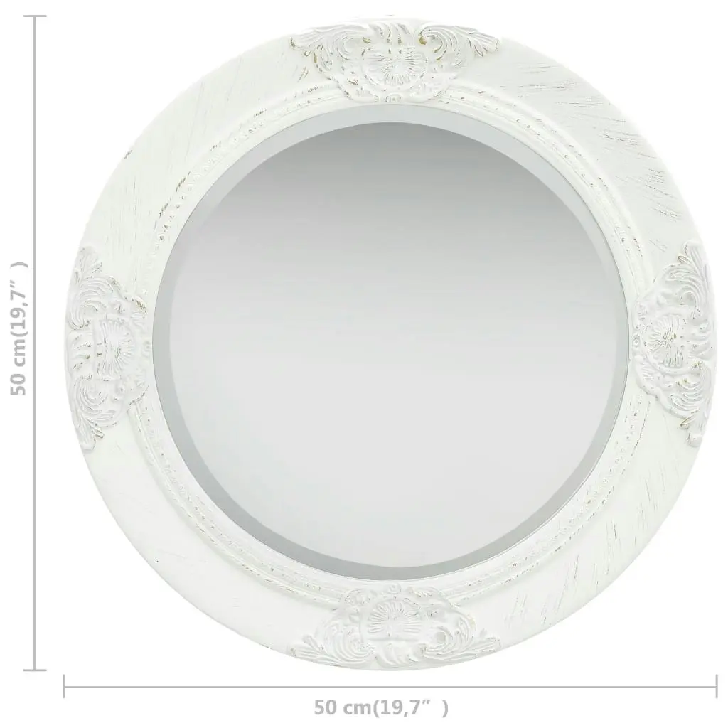 Wall Mirror Baroque Style 50 cm White 320344