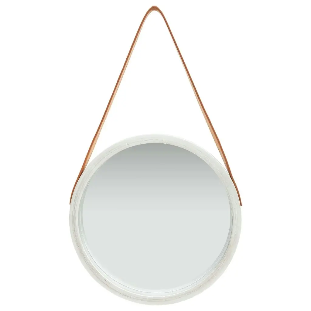 Wall Mirror with Strap 40 cm Silver 320362