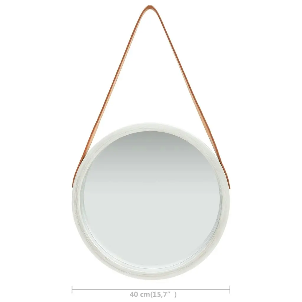 Wall Mirror with Strap 40 cm Silver 320362