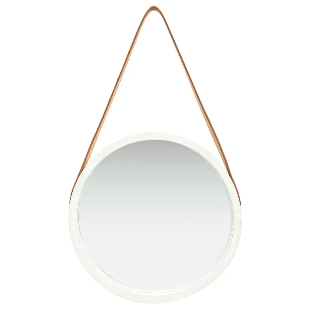 Wall Mirror with Strap 40 cm White 320360