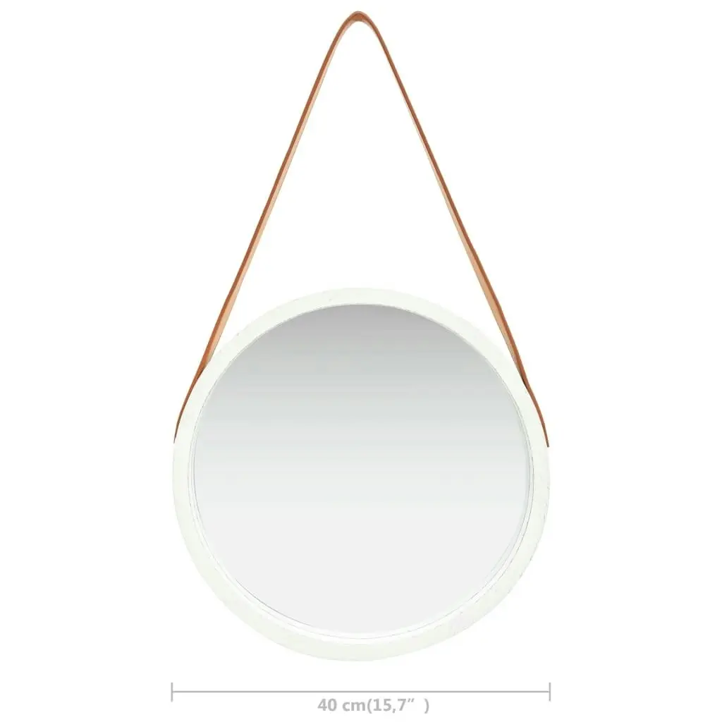 Wall Mirror with Strap 40 cm White 320360