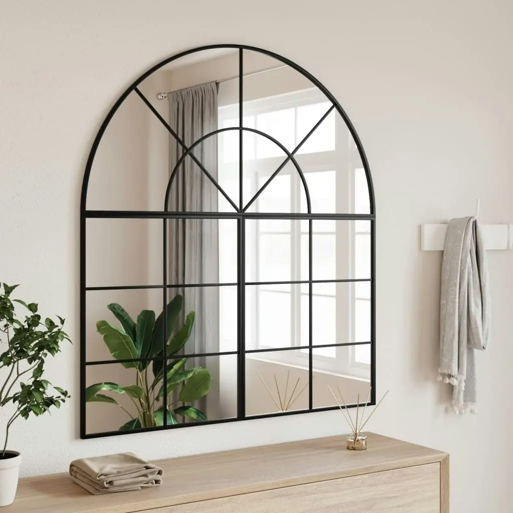 Wall Mirror Black 100x110 cm Arch Iron 3200612