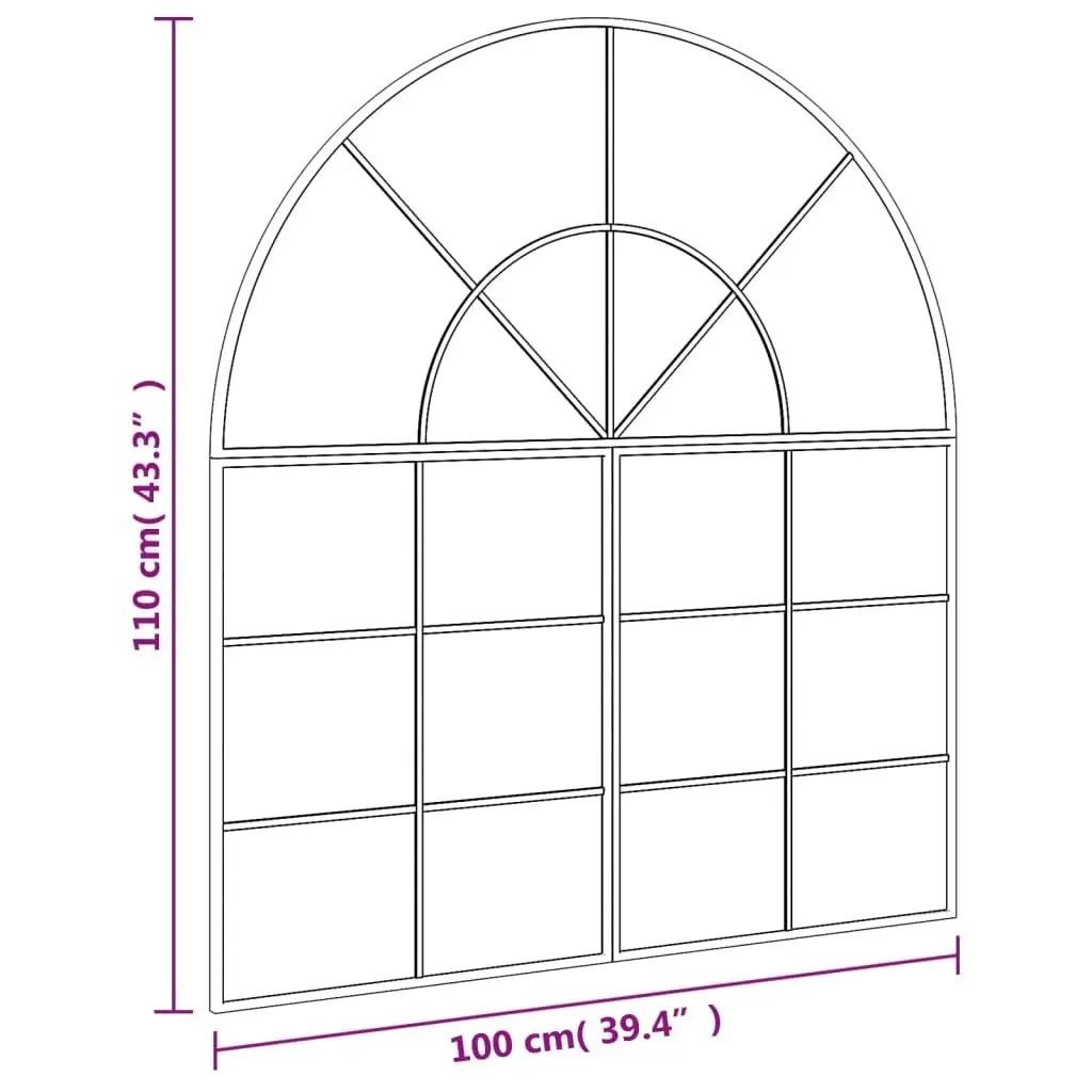 Wall Mirror Black 100x110 cm Arch Iron 3200612