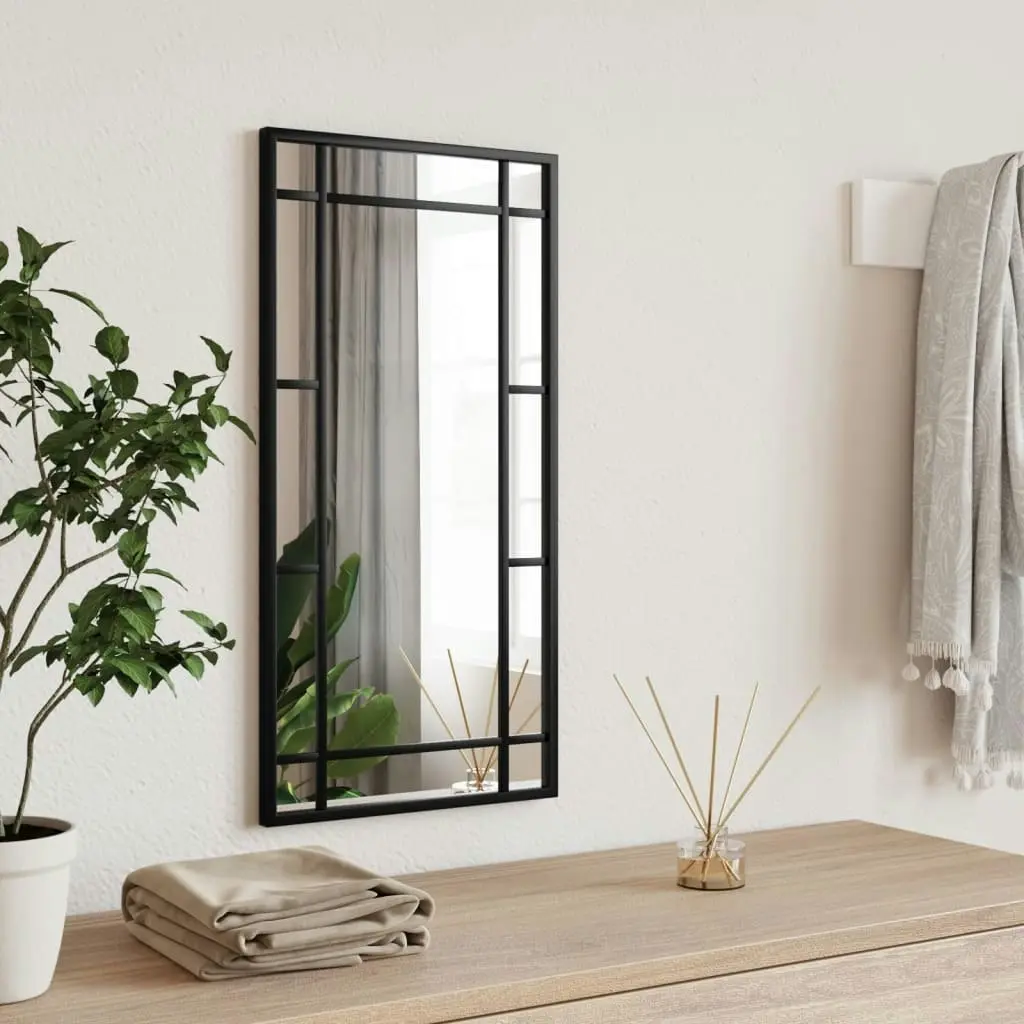 Wall Mirror Black 30x60 cm Rectangle Iron 358628