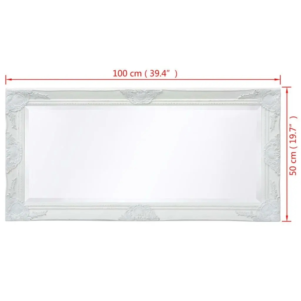 Wall Mirror Baroque Style 100x50 cm White 243679