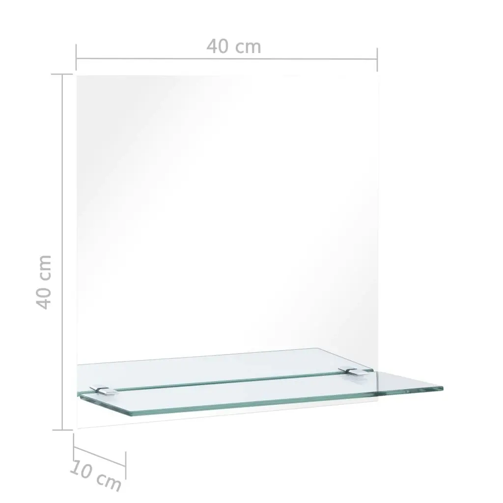 Wall Mirror with Shelf 40x40 cm Tempered Glass 249436