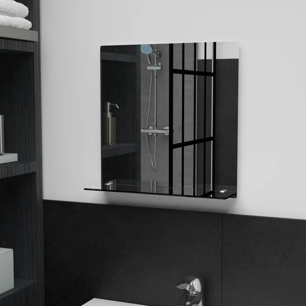 Wall Mirror with Shelf 40x40 cm Tempered Glass 249436