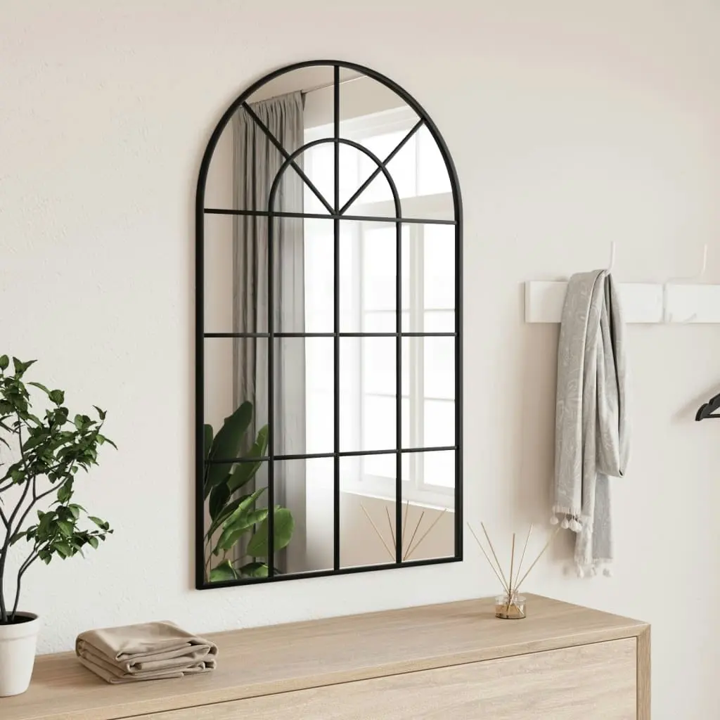 Wall Mirror Black 60x100 cm Arch Iron 358627