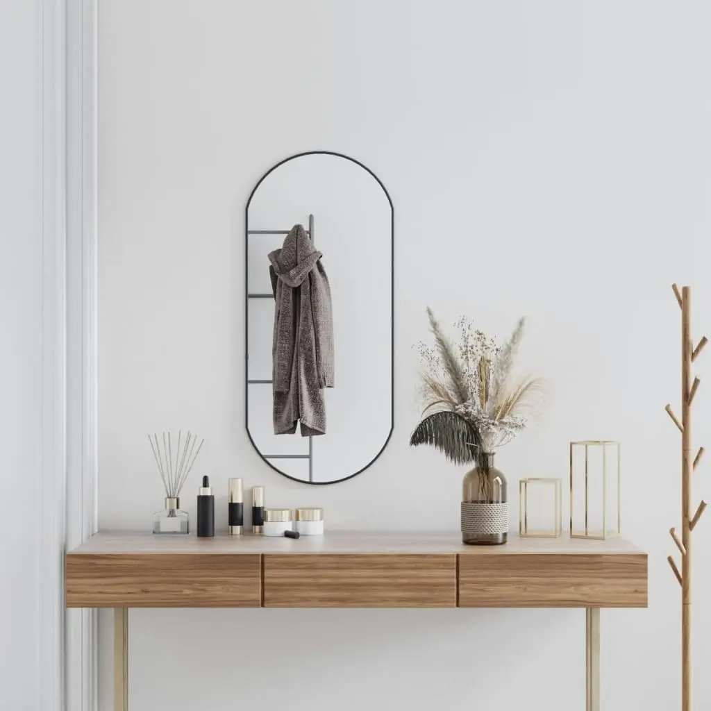 Wall Mirror Black 90x40 cm Oval 348207