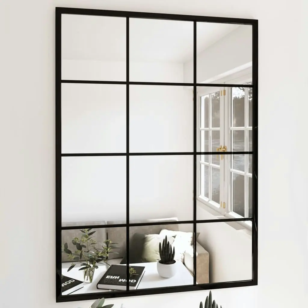 Wall Mirrors 2 pcs Black 80x60 cm Metal 3189032