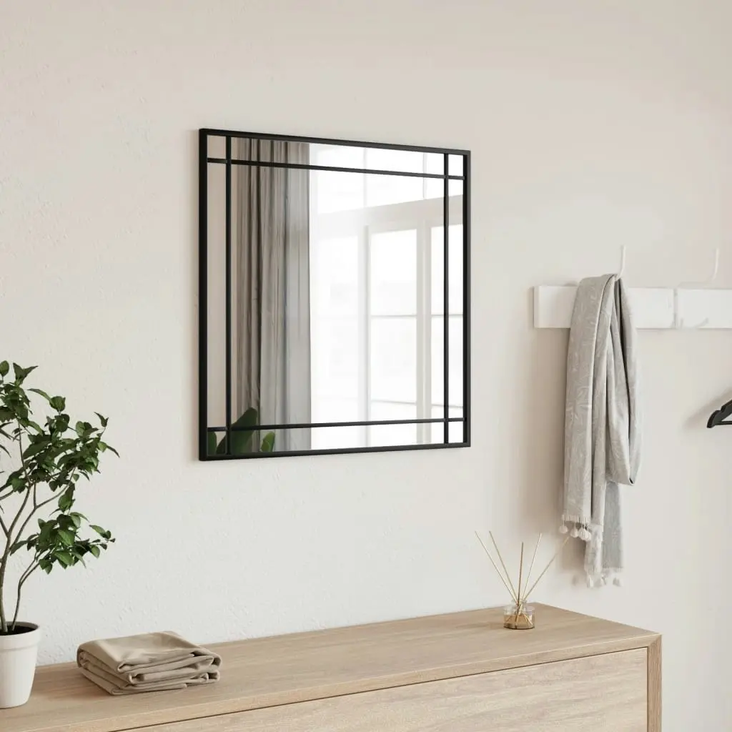 Wall Mirror Black 50x50 cm Square Iron 358634