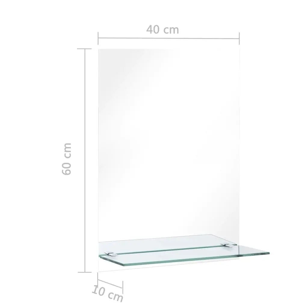 Wall Mirror with Shelf 40x60 cm Tempered Glass 249438