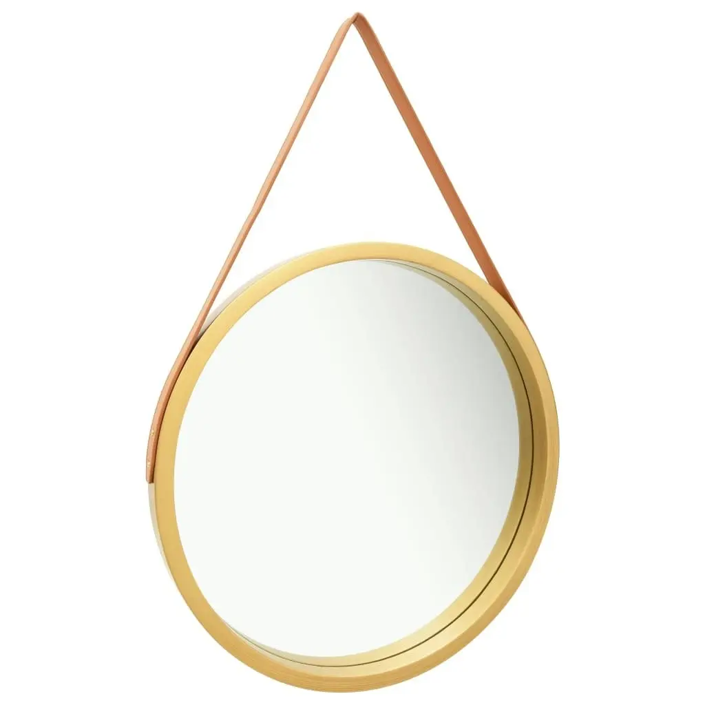 Wall Mirror with Strap 60 cm Gold 320369