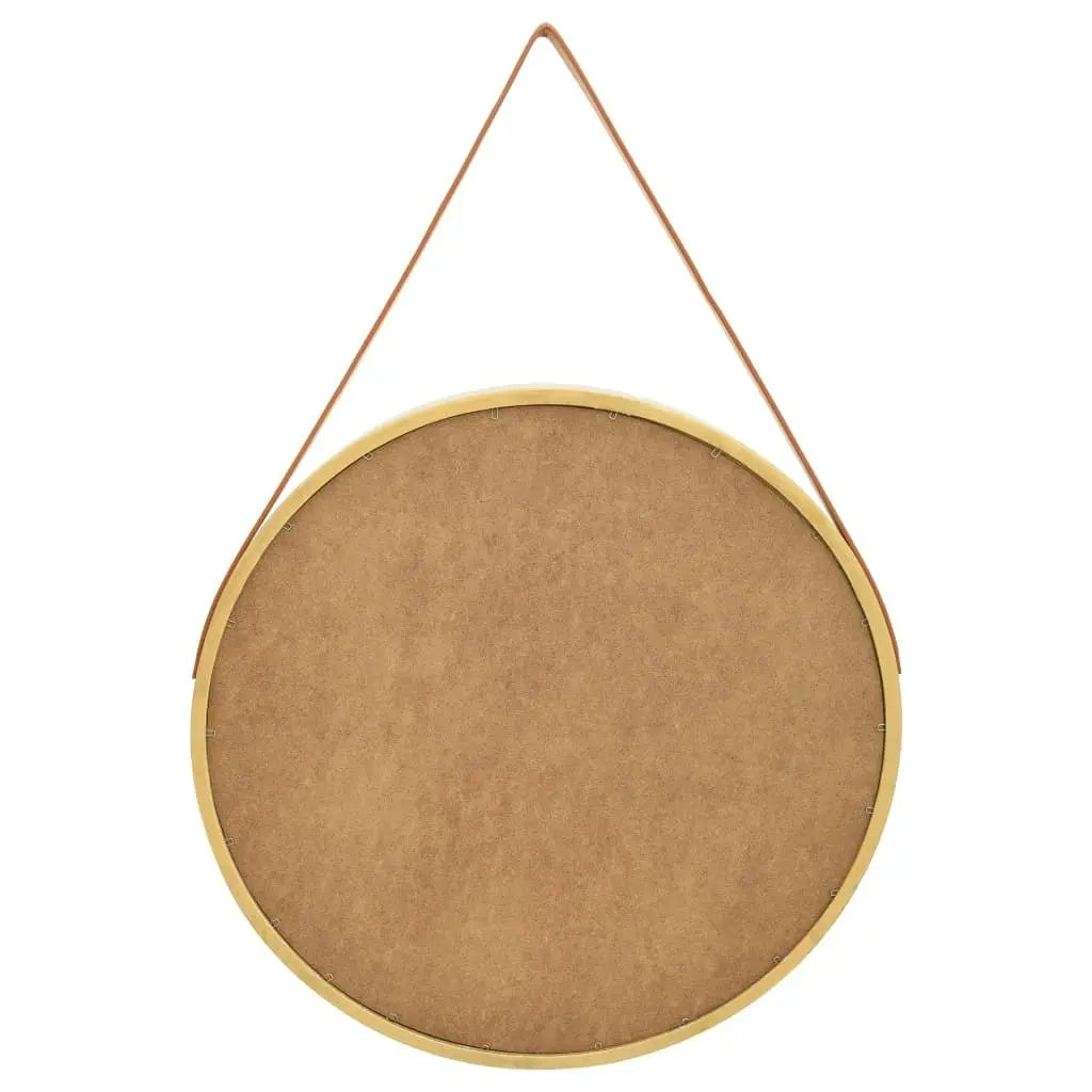 Wall Mirror with Strap 60 cm Gold 320369