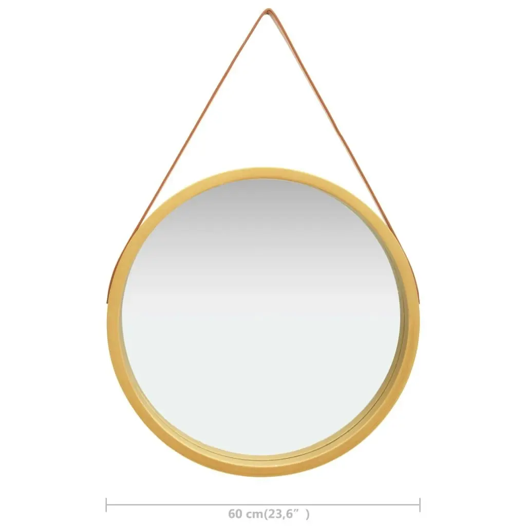 Wall Mirror with Strap 60 cm Gold 320369