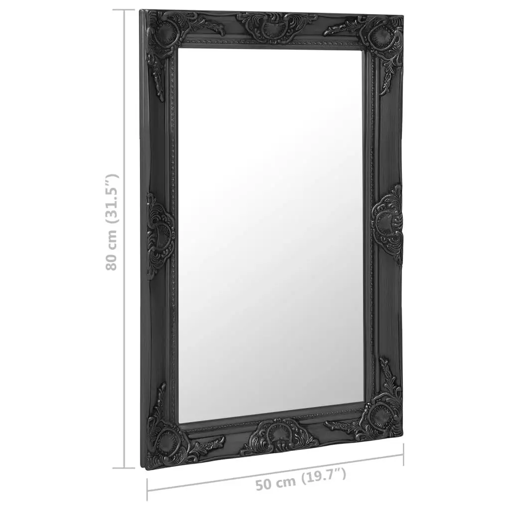 Wall Mirror Baroque Style 50x80 cm Black 320323