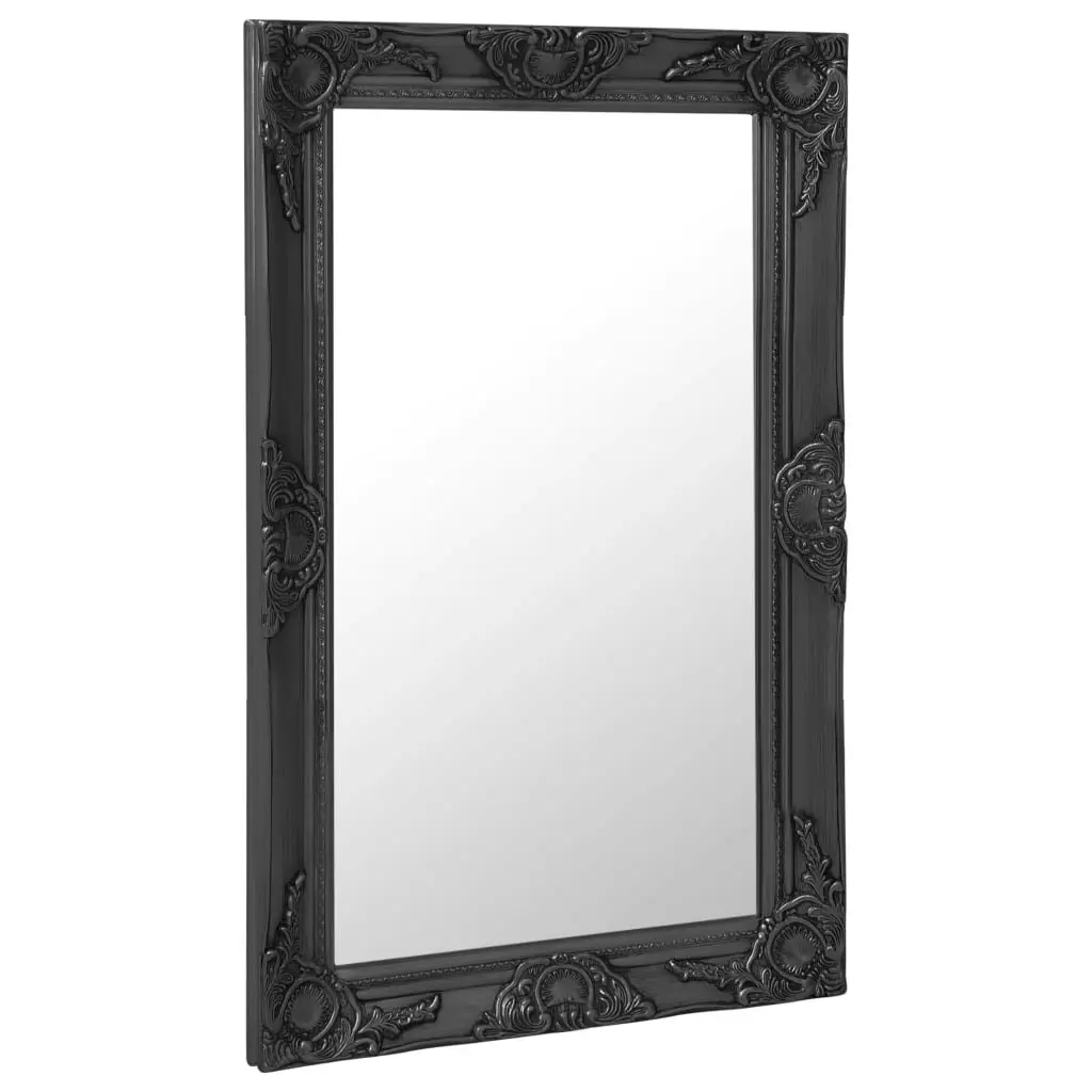 Wall Mirror Baroque Style 50x80 cm Black 320323