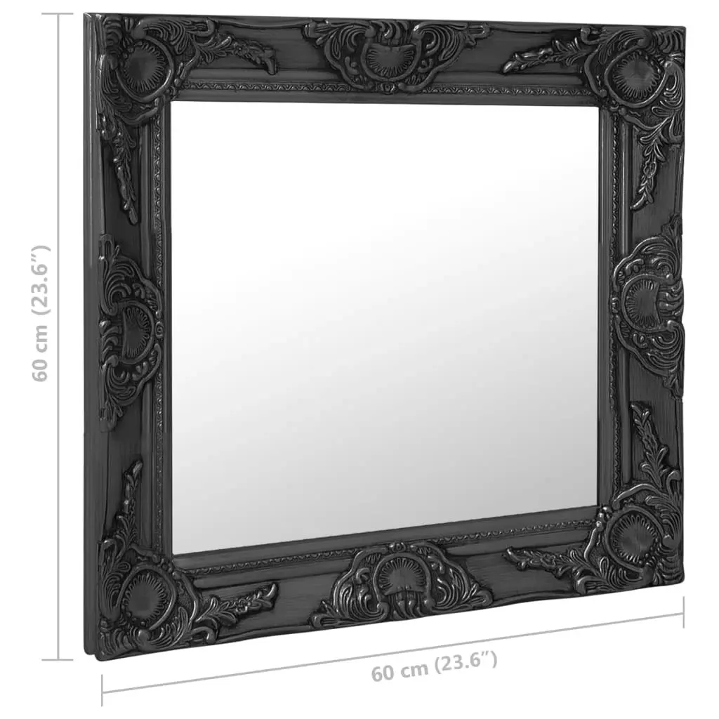 Wall Mirror Baroque Style 60x60 cm Black 320335