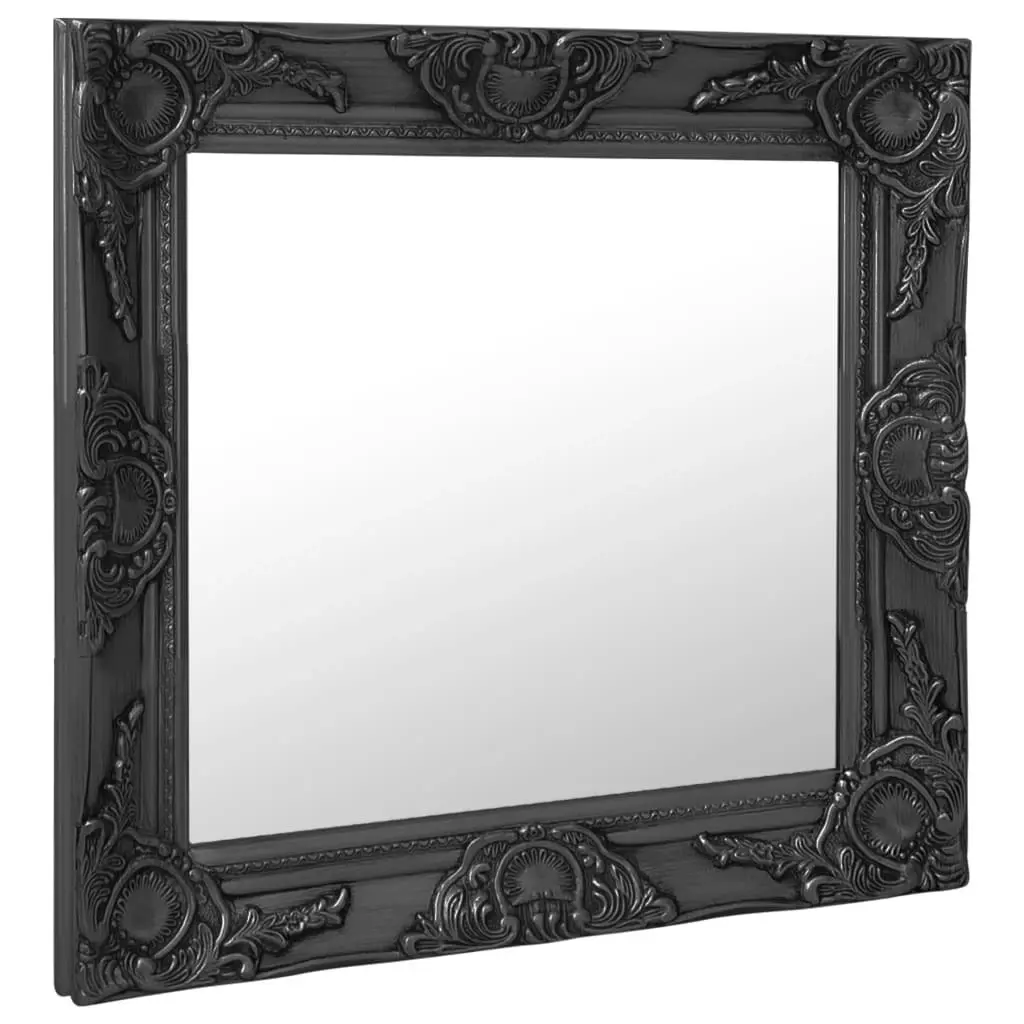 Wall Mirror Baroque Style 60x60 cm Black 320335