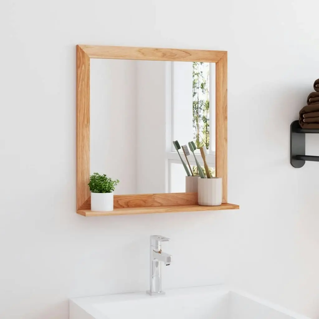 Wall Mirror 55x55 cm Solid Wood Walnut 350358