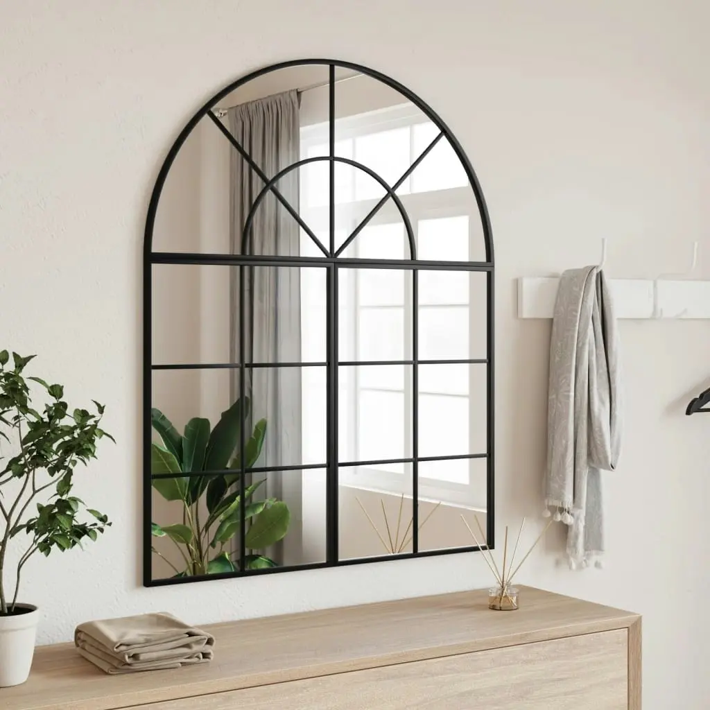 Wall Mirror Black 80x100 cm Arch Iron 3200632