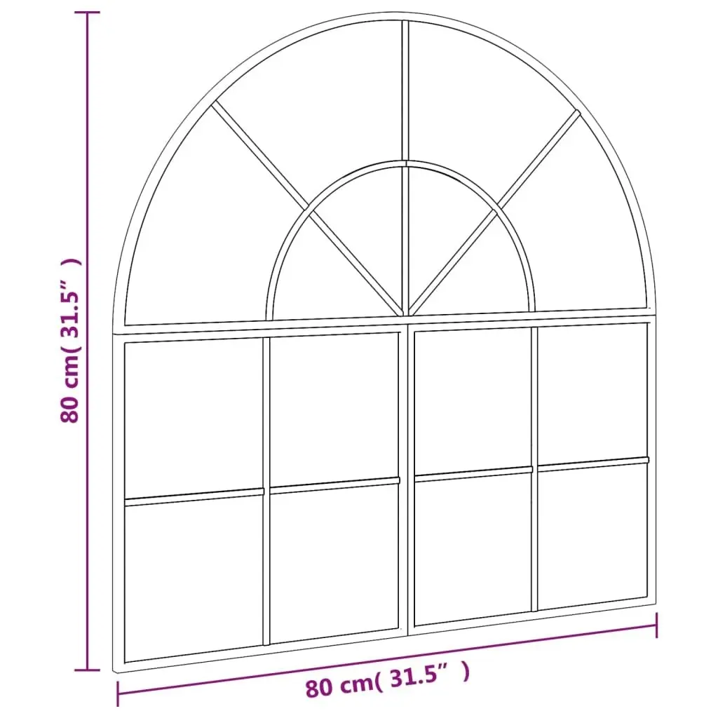 Wall Mirror Black 80x80 cm Arch Iron 3200631