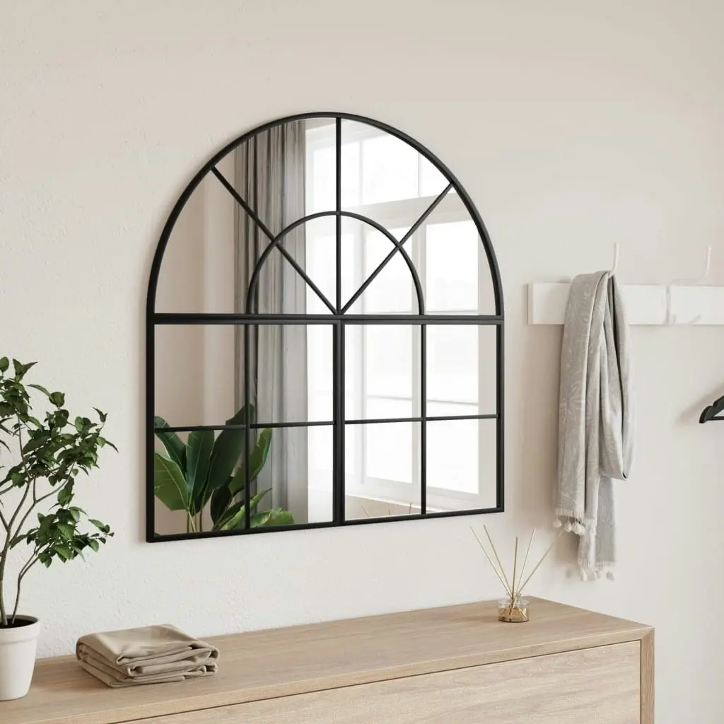 Wall Mirror Black 80x80 cm Arch Iron 3200631