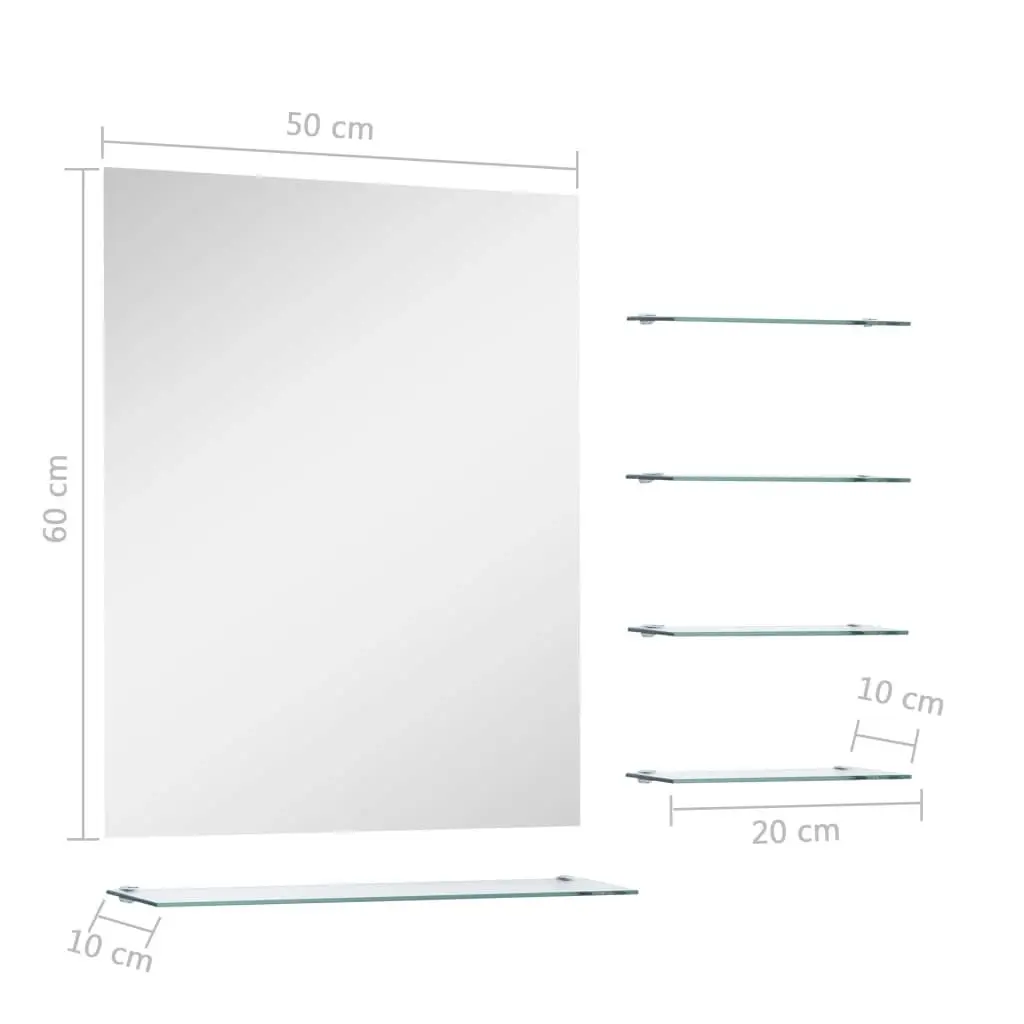 Wall Mirror with 5 Shelves Silver 50x60 cm 249444