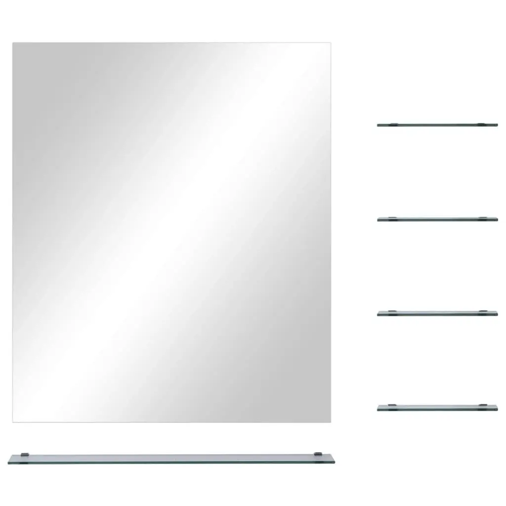 Wall Mirror with 5 Shelves Silver 50x60 cm 249444