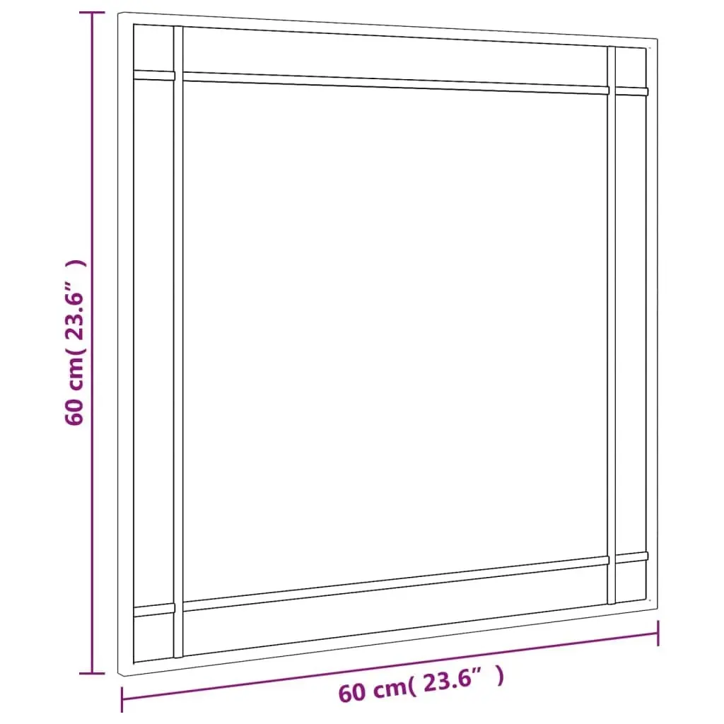 Wall Mirror Black 60x60 cm Square Iron 358635