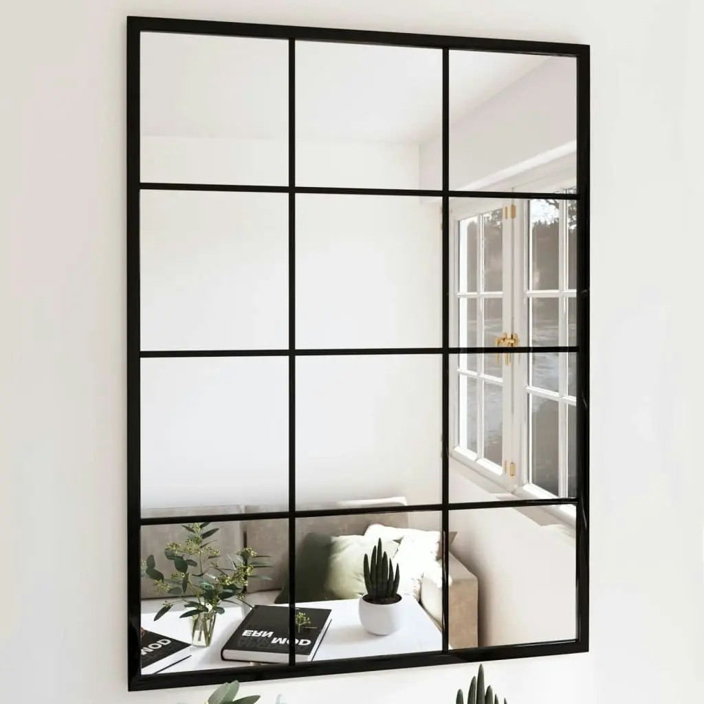 Wall Mirror Black 80x60 cm Metal 342207