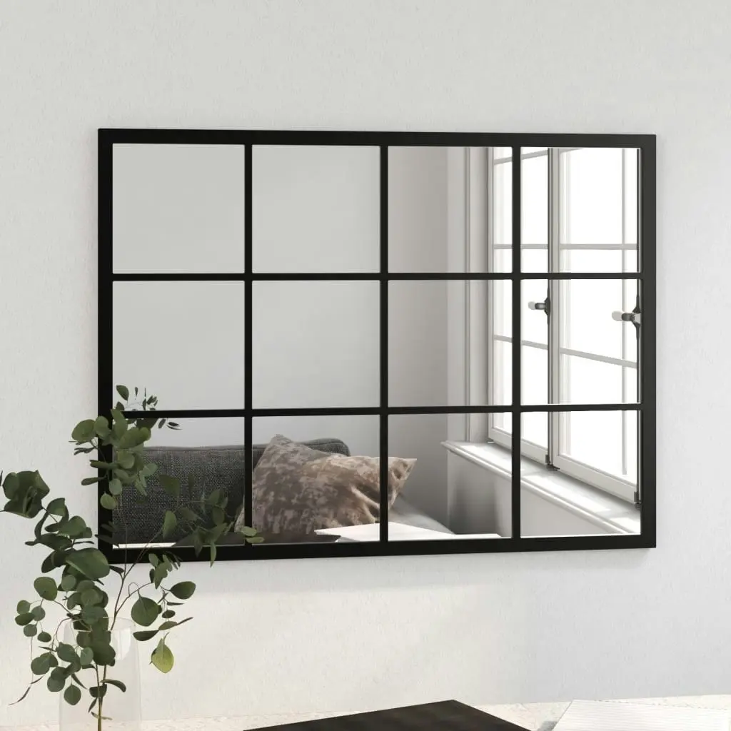 Wall Mirror Black 80x60 cm Metal 342207