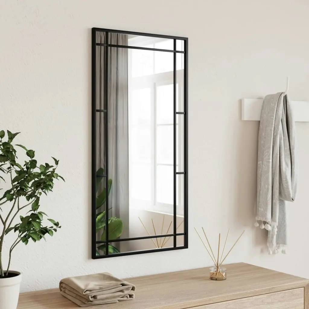 Wall Mirror Black 40x80 cm Rectangle Iron 358629