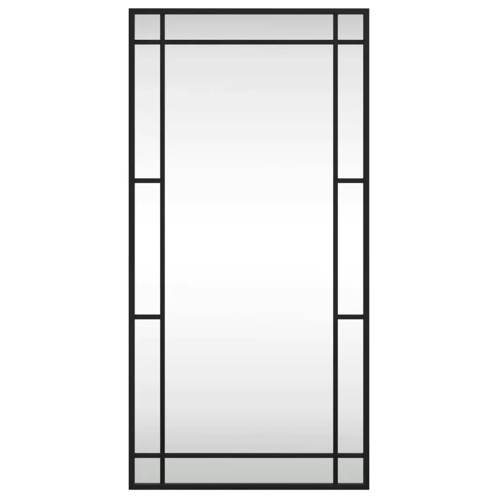 Wall Mirror Black 40x80 cm Rectangle Iron 358629