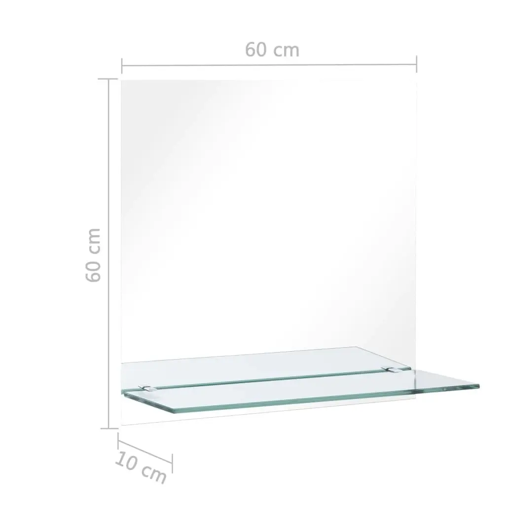 Wall Mirror with Shelf 60x60 cm Tempered Glass 249439