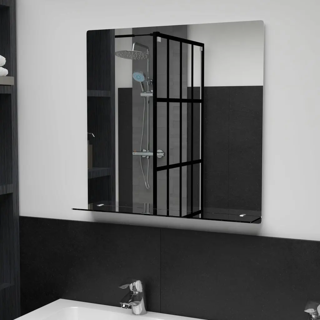 Wall Mirror with Shelf 60x60 cm Tempered Glass 249439