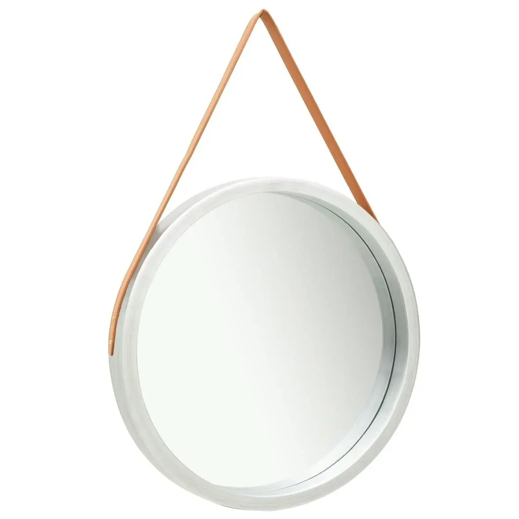 Wall Mirror with Strap 60 cm Silver 320370